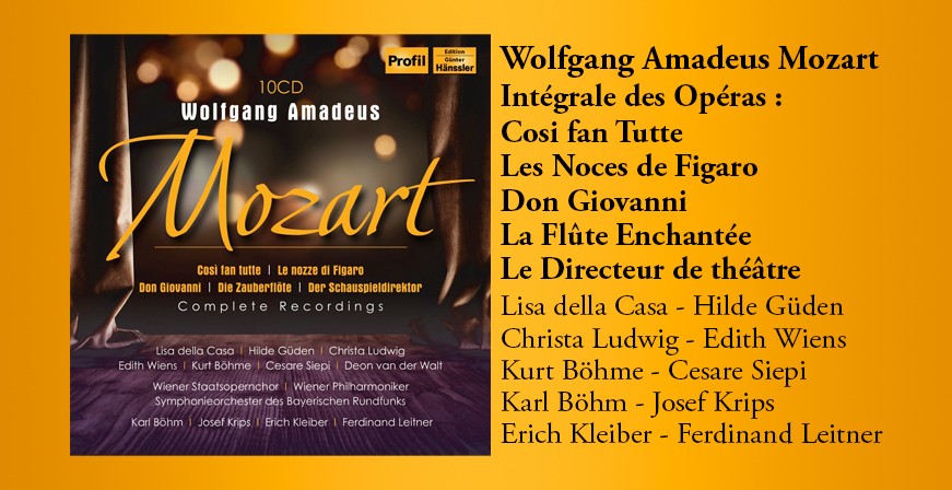 Mozart : Cosi fan Tutte, Les Noces de Figaro, Don Giovanni, La Flûte Enchantée ...